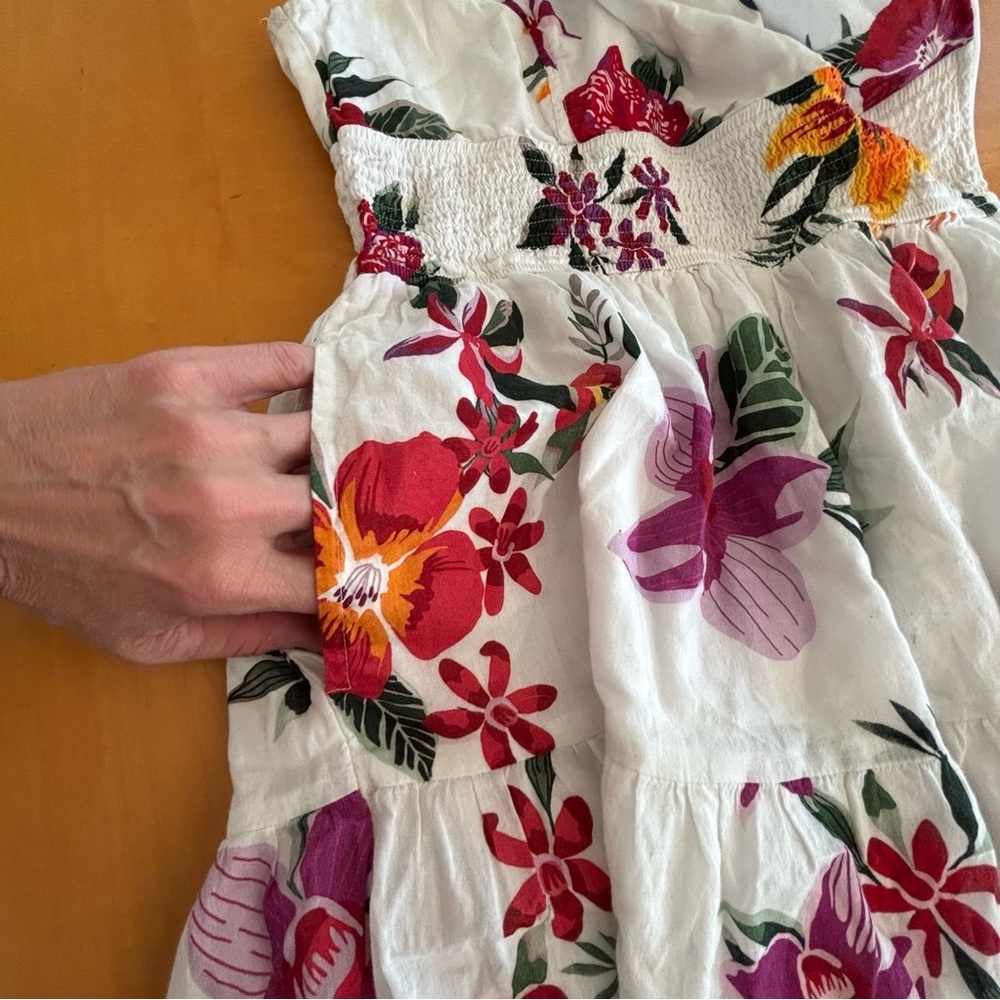 eShakti white tropical floral sleeveless tiered maxi dress size S 4 - Picture 11 of 14